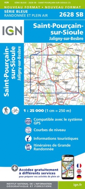 Online bestellen: Wandelkaart - Topografische kaart 2628SB St-Pourçain-sur-Sioule | IGN - Institut Géographique National
