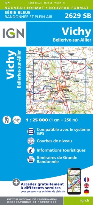 Online bestellen: Wandelkaart - Topografische kaart 2629SB Vichy | IGN - Institut Géographique National
