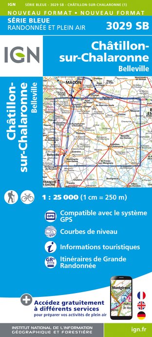 Online bestellen: Wandelkaart - Topografische kaart 3029SB Châtillon-sur-Chalaronne - Belleville | IGN - Institut Géographique National