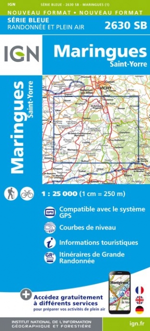 Online bestellen: Wandelkaart - Topografische kaart 2630SB Maringues | IGN - Institut Géographique National