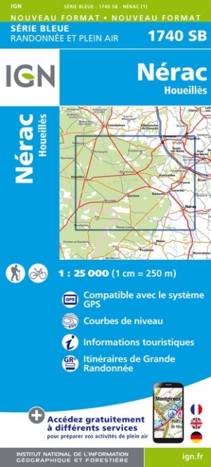 Online bestellen: Wandelkaart - Topografische kaart 1740SB Nérac | IGN - Institut Géographique National