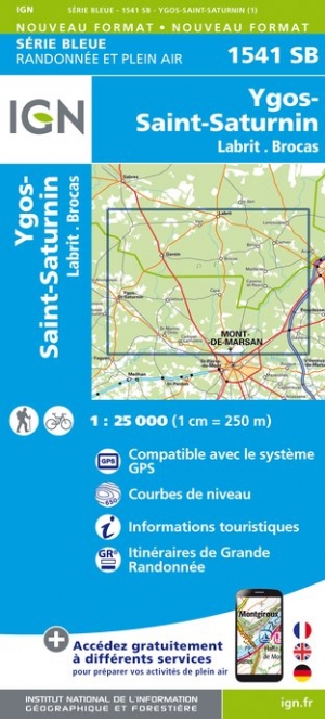 Online bestellen: Wandelkaart - Topografische kaart 1541SB Ygos-Saint-Saturnin | IGN - Institut Géographique National