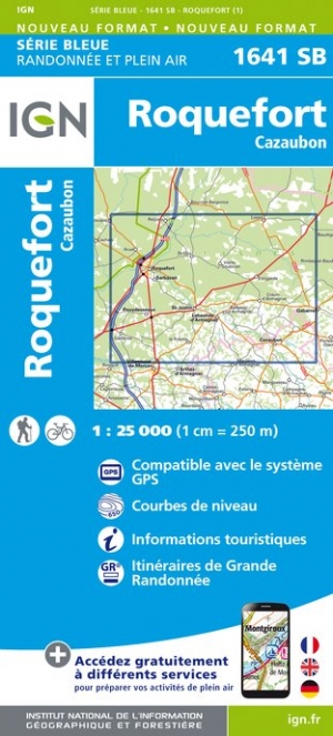 Online bestellen: Wandelkaart - Topografische kaart 1641SB Roquefort | IGN - Institut Géographique National