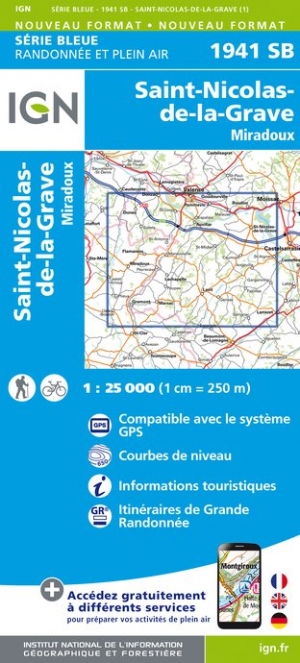 Online bestellen: Wandelkaart - Topografische kaart 1941SB Saint-Nicolas-de-la-Grave | IGN - Institut Géographique National