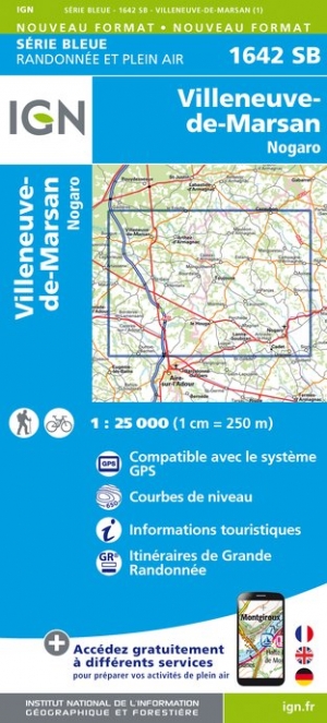 Online bestellen: Wandelkaart - Topografische kaart 1642SB Villeneuve-de-Marsan | IGN - Institut Géographique National