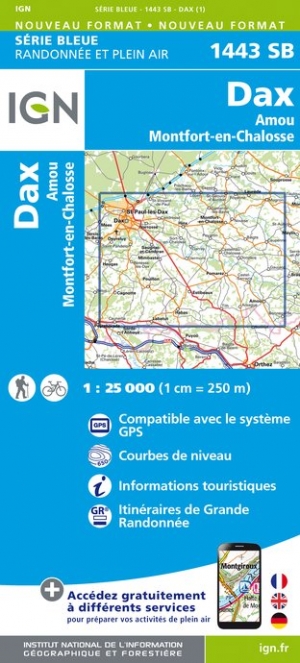 Online bestellen: Wandelkaart - Topografische kaart 1443SB Dax | IGN - Institut Géographique National