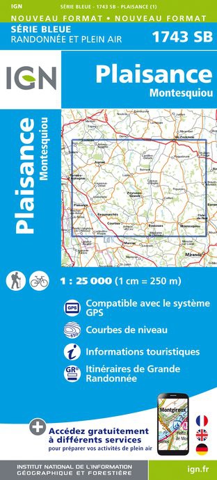 Online bestellen: Wandelkaart - Topografische kaart 1743SB Plaisance - Montesquiou | IGN - Institut Géographique National