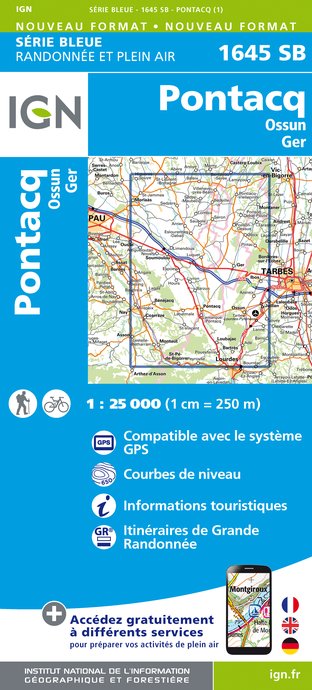 Online bestellen: Topografische kaart - Wandelkaart 1645SB Pontacq - Ossun - Ger | IGN - Institut Géographique National