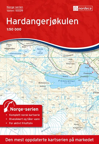 Online bestellen: Wandelkaart - Topografische kaart 10039 Norge Serien Hardangerjøkulen | Nordeca