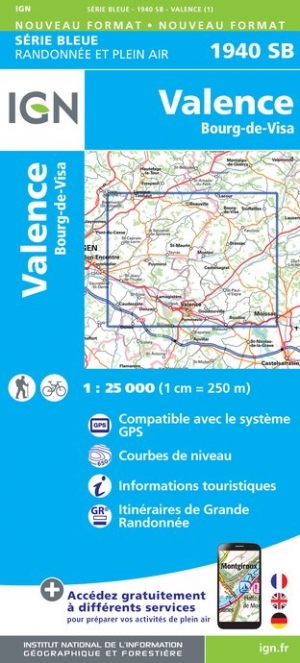 Online bestellen: Wandelkaart - Topografische kaart 1940SB Valence | IGN - Institut Géographique National