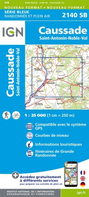 Online bestellen: Wandelkaart - Topografische kaart 2140SB Caussade | IGN - Institut Géographique National