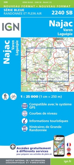 Online bestellen: Wandelkaart - Topografische kaart 2240SB Varen, Laguépie, Najac | IGN - Institut Géographique National