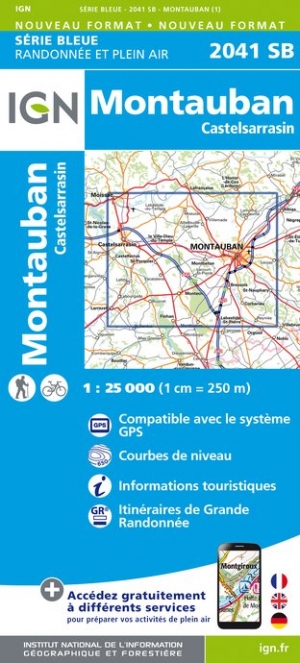 Online bestellen: Wandelkaart - Topografische kaart 2041SB Montauban (Tarn-et-Garonne) - Castelsarrasin | IGN - Institut Géographique National