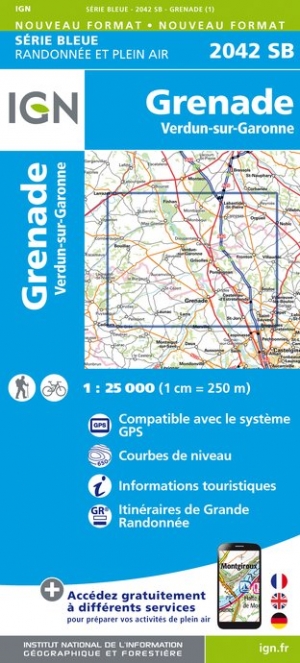 Online bestellen: Wandelkaart - Topografische kaart 2042SB Grenade | IGN - Institut Géographique National
