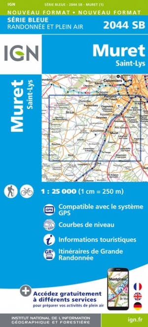 Online bestellen: Wandelkaart - Topografische kaart 2044SB Muret, Saint Lys | IGN - Institut Géographique National