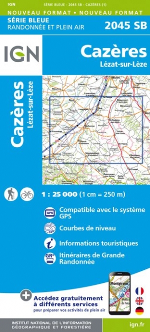Online bestellen: Wandelkaart - Topografische kaart 2045SB Lézat-sur-Lèze, Cazeres | IGN - Institut Géographique National