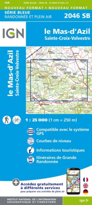 Online bestellen: Wandelkaart - Topografische kaart 2046SB Le Mas-d'Azil, Ste-Croix-Volvestre | IGN - Institut Géographique National