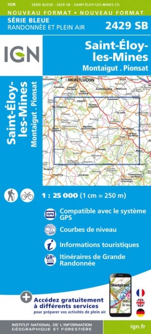 Online bestellen: Wandelkaart - Topografische kaart 2429SB Saint-Éloy-les-Mines | IGN - Institut Géographique National