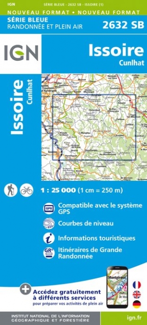 Online bestellen: Wandelkaart - Topografische kaart 2632SB Issoire | IGN - Institut Géographique National