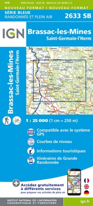 Online bestellen: Wandelkaart - Topografische kaart 2633SB St-Germain-l'Herm, Brassac-les-Mines | IGN - Institut Géographique National