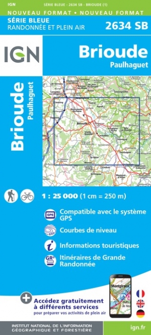 Online bestellen: Wandelkaart - Topografische kaart 2634SB Paulhaguet - Brioude | IGN - Institut Géographique National