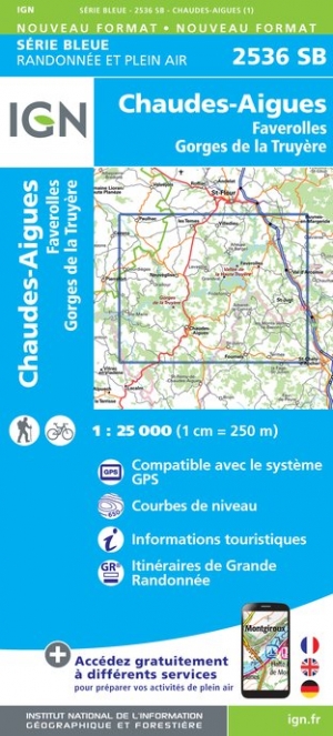 Online bestellen: Wandelkaart - Topografische kaart 2536SB Chaudes-Aigues, Gorges de la Truyère, Faverolles | IGN - Institut Géographique National