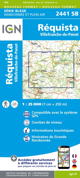 Online bestellen: Wandelkaart - Topografische kaart 2441SB Réquista, Villefranche-de-Panat | IGN - Institut Géographique National