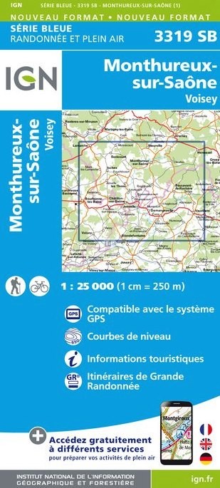 Online bestellen: Wandelkaart - Topografische kaart 3319SB Monthureux-sur-Saône - Voisey | IGN - Institut Géographique National
