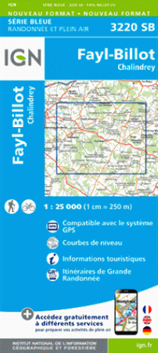 Online bestellen: Topografische kaart - Wandelkaart 3220SB Fayl-Billot | IGN - Institut Géographique National