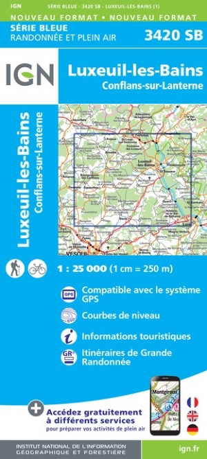 Online bestellen: Wandelkaart - Topografische kaart 3420SB Luxeuil-les-Bains, Conflans-sur-Lanterne | IGN - Institut Géographique National