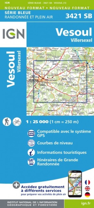 Online bestellen: Wandelkaart - Topografische kaart 3421SB Vesoul | IGN - Institut Géographique National