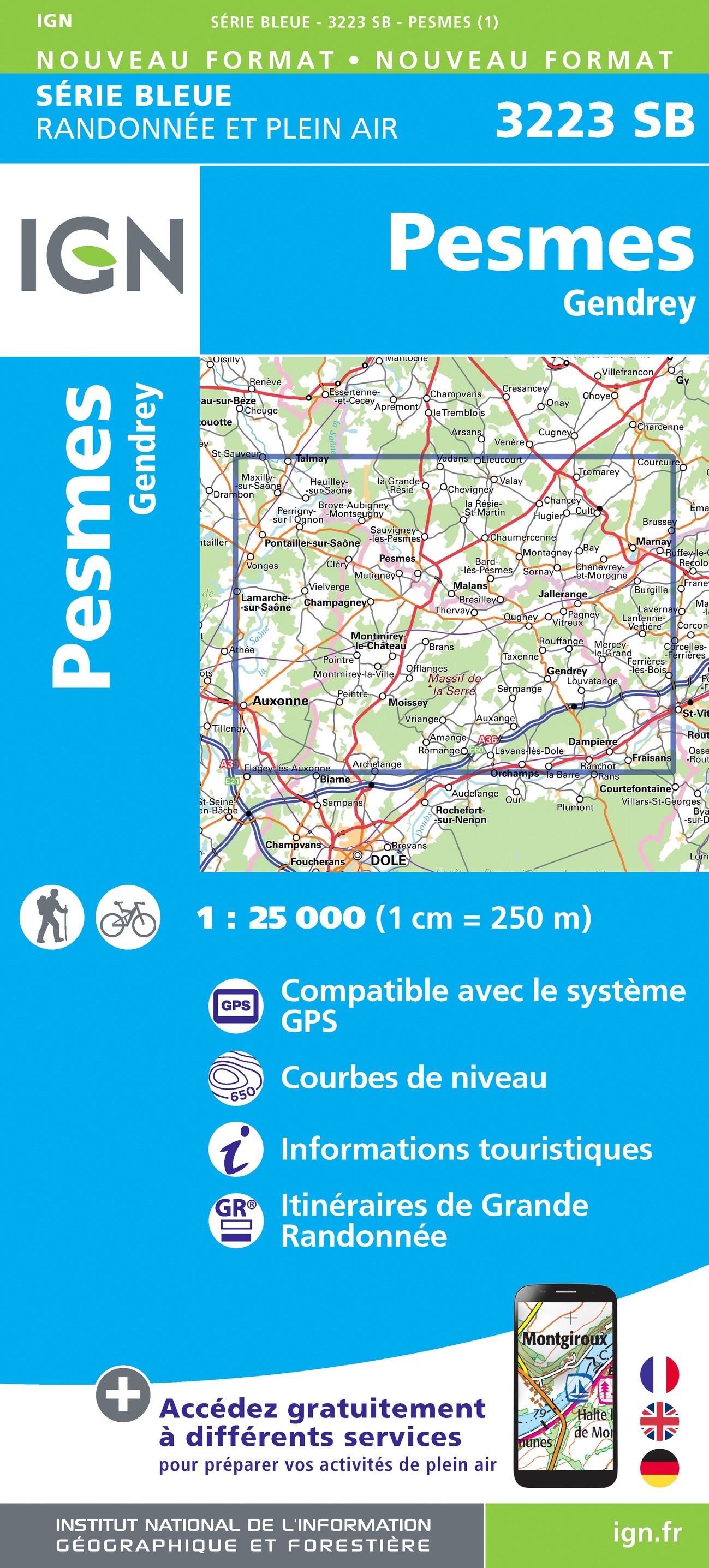 Online bestellen: Wandelkaart - Topografische kaart 3223SB Pesmes - Gendrey | IGN - Institut Géographique National