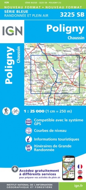 Online bestellen: Wandelkaart - Topografische kaart 3225SB Poligny, Chaussin | IGN - Institut Géographique National