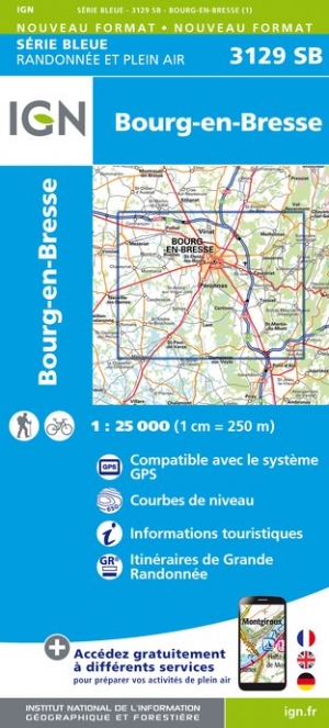 Online bestellen: Wandelkaart - Topografische kaart 3129SB Bourg-en-Bresse | IGN - Institut Géographique National