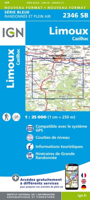 Online bestellen: Wandelkaart - Topografische kaart 2346SB Cazilhac - Limoux | IGN - Institut Géographique National