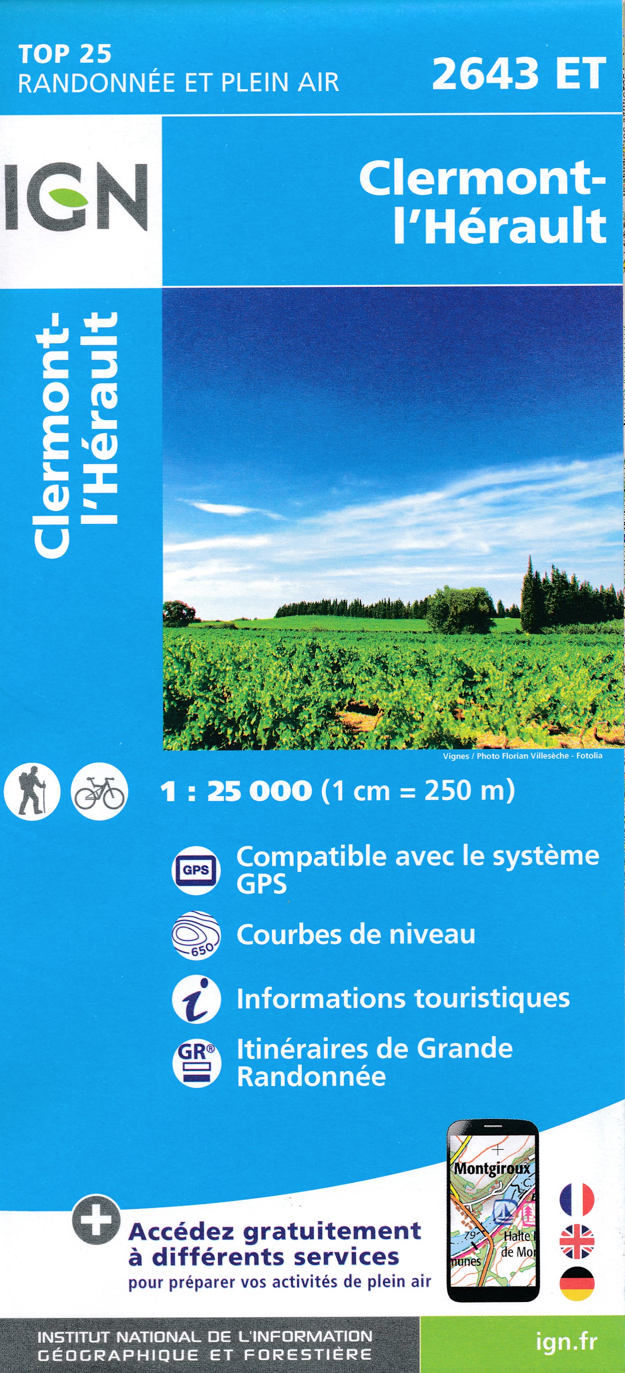 Online bestellen: Wandelkaart - Topografische kaart 2643ET Clermont-l'Hérault | IGN - Institut Géographique National