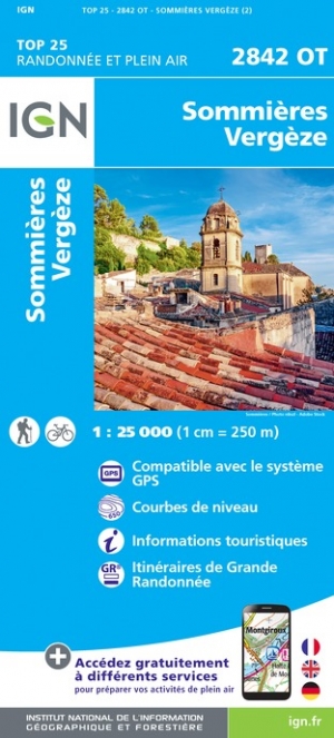 Online bestellen: Wandelkaart - Topografische kaart 2842OT Sommières, Vergèze | IGN - Institut Géographique National