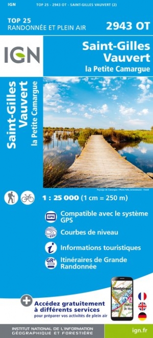 Online bestellen: Wandelkaart - Topografische kaart 2943OT Saint-Gilles - Vauvert | IGN - Institut Géographique National