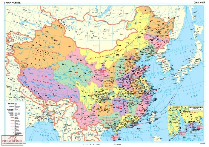 Wandkaart China - political | GIZI maps |