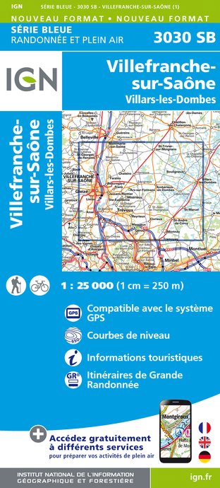 Online bestellen: Wandelkaart - Topografische kaart 3030SB Villars-les-Dombes - Villefranche-sur-Saône | IGN - Institut Géographique National