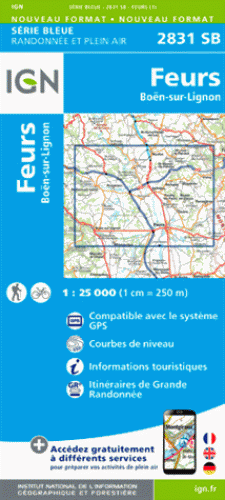 Online bestellen: Wandelkaart - Topografische kaart 2831SB Feurs - Boën-sur-Lignon | IGN - Institut Géographique National