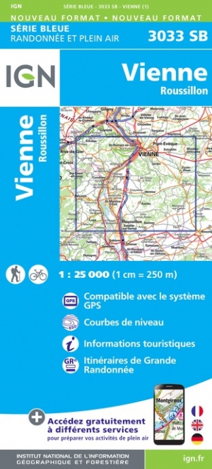 Online bestellen: Wandelkaart - Topografische kaart 3033SB Roussillon, Vienne | IGN - Institut Géographique National