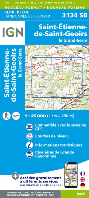 Online bestellen: Wandelkaart - Topografische kaart 3134SB St-Etienne-de-St-Geoirs - Le Grand-Serre | IGN - Institut Géographique National