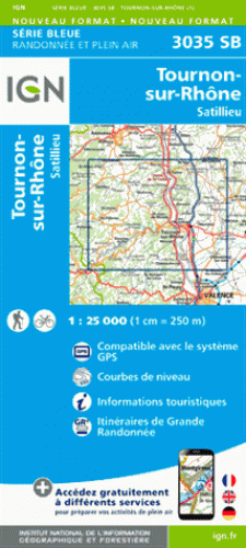 Online bestellen: Wandelkaart - Topografische kaart 3035SB Tounon-sur-Rhône - Satillieu | IGN - Institut Géographique National