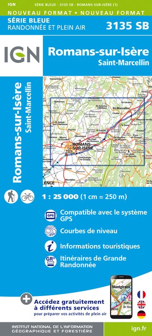 Online bestellen: Topografische kaart - Wandelkaart 3135SB Romans-sur-Isère, St-Marcellin | IGN - Institut Géographique National