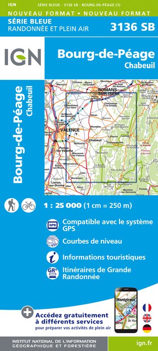Online bestellen: Wandelkaart - Topografische kaart 3136SB Bourg-de-Péage - Chabeuil | IGN - Institut Géographique National