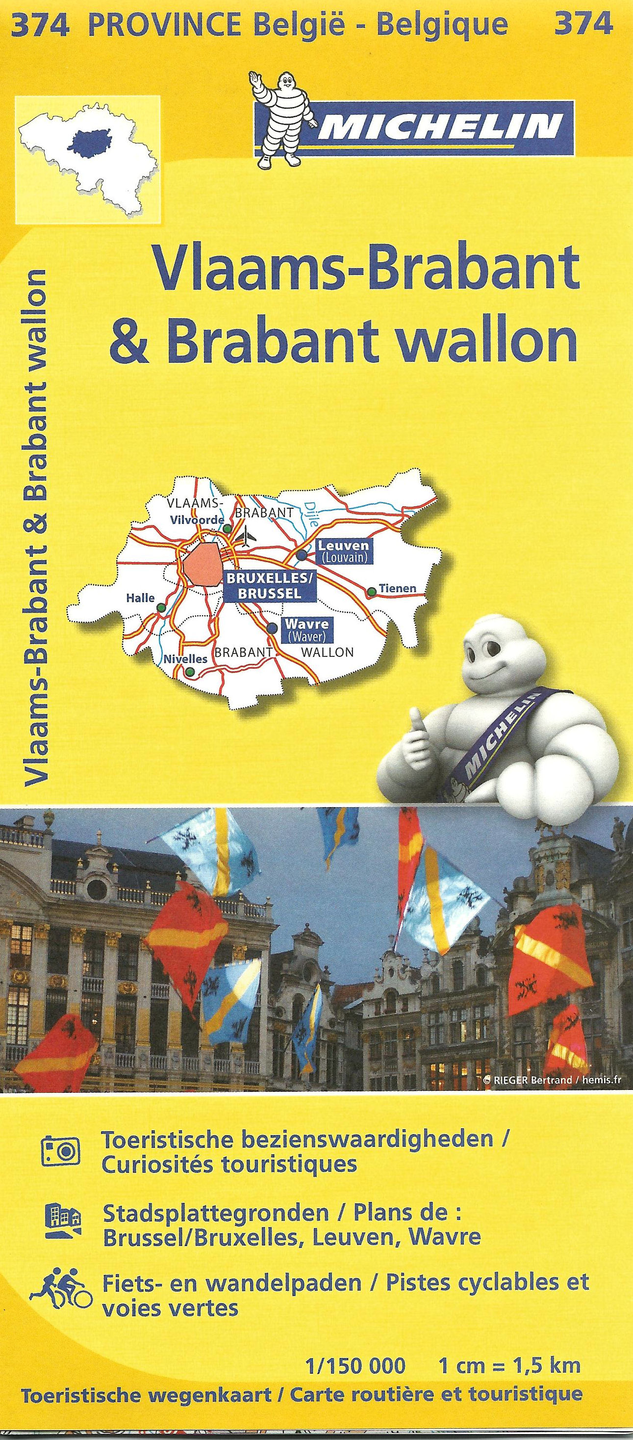 Online bestellen: Wegenkaart - landkaart 374 Vlaams Brabant provinciekaart | Michelin