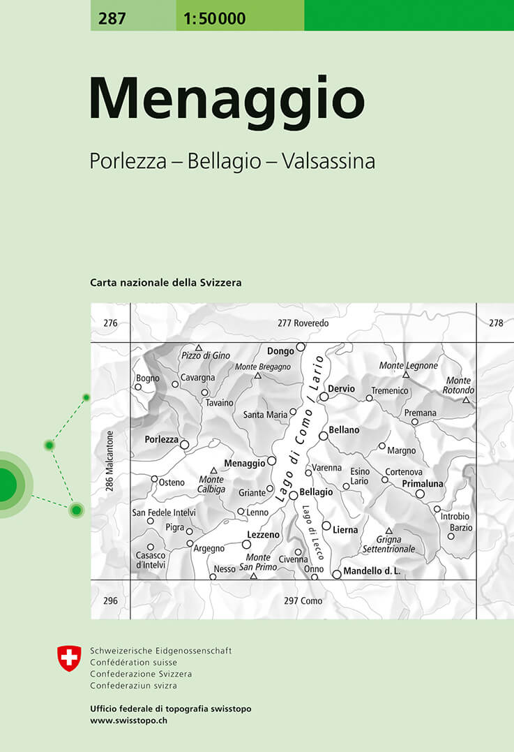 Online bestellen: Wandelkaart - Topografische kaart 287 Menaggio | Swisstopo