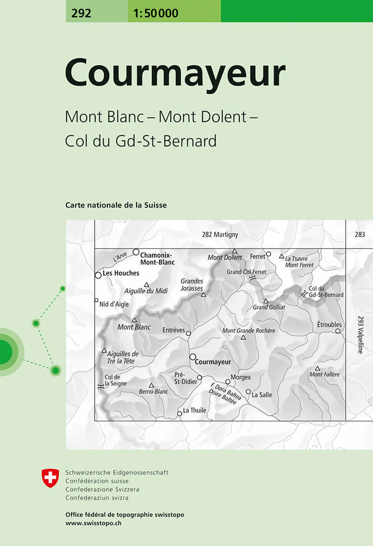 Online bestellen: Wandelkaart - Topografische kaart 292 Courmayeur | Swisstopo