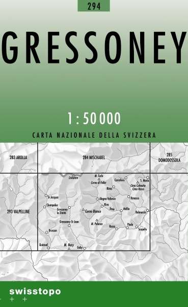 294 Gressoney - Topografische kaart Zwitserland wandelkaart | Bundesamt |